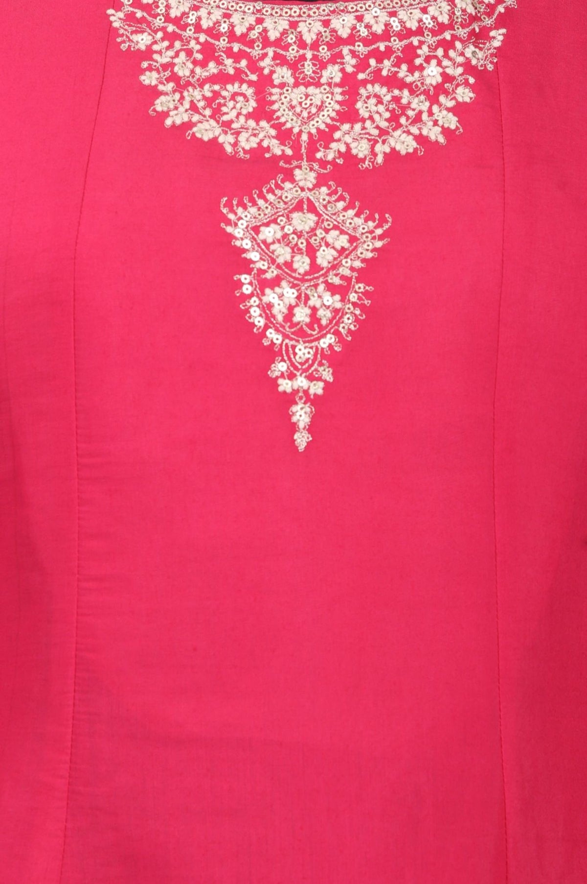 Pink Embroidered Chanderi Flared Kurta