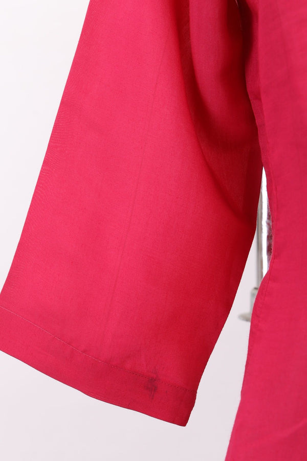 Pink Embroidered Chanderi A-line Kurta
