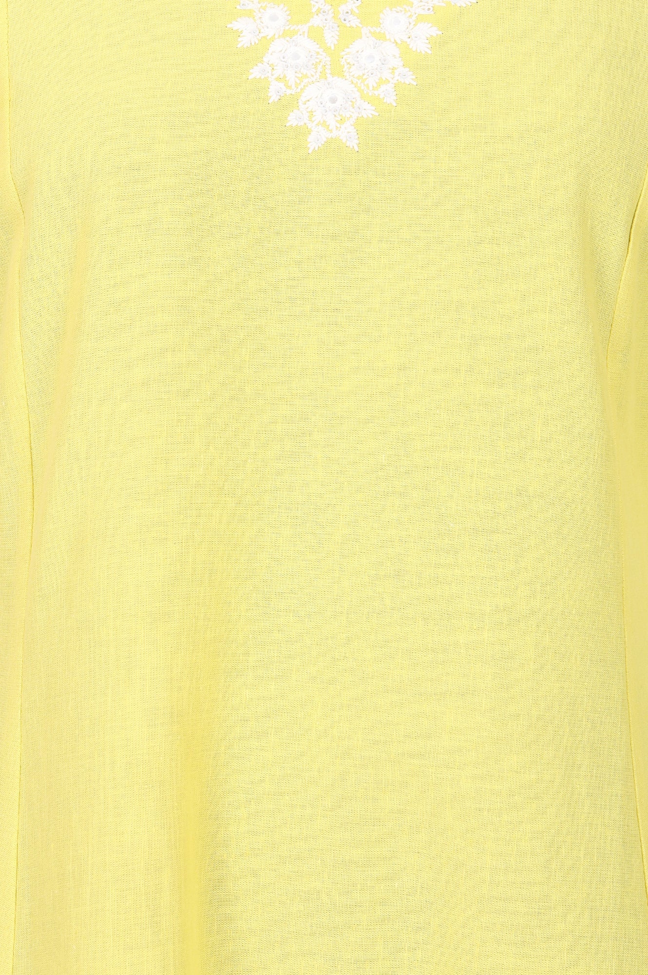 Yellow Embroidered A-line Kurta