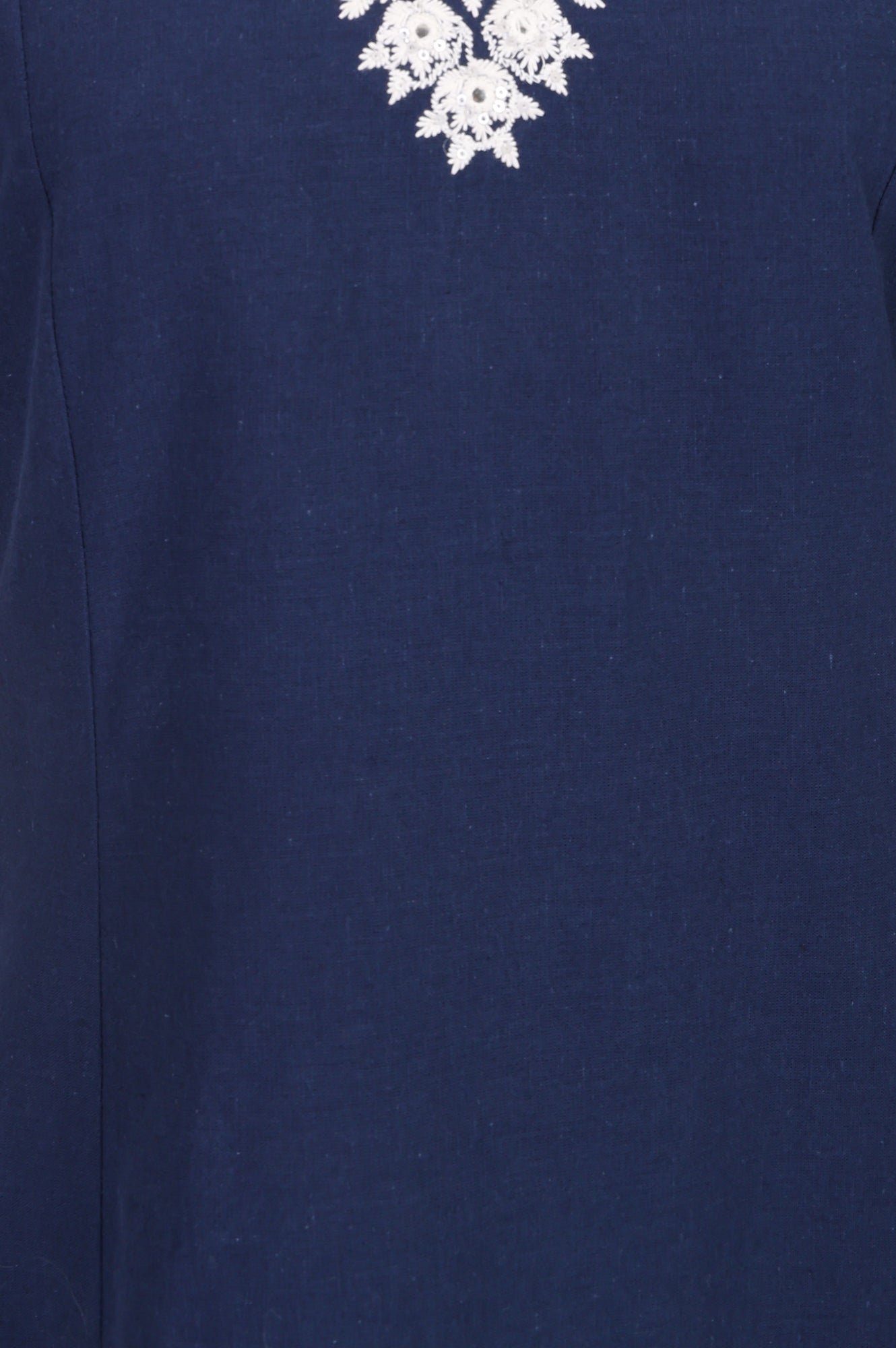 Navy Blue Embroidered A-line Kurta
