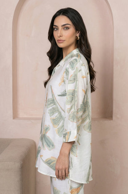 White Floral Printed Straight Short Kurta