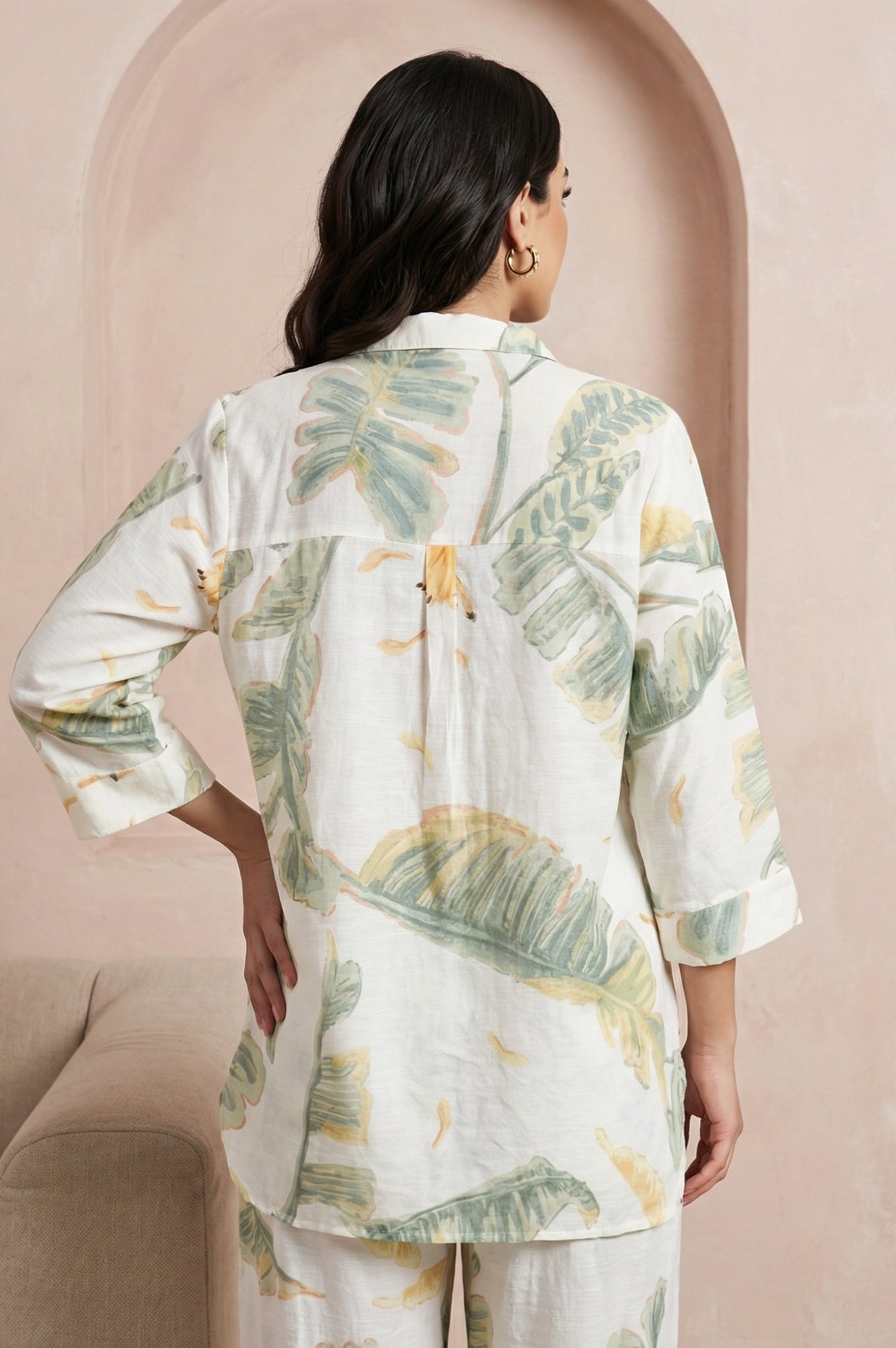 White Floral Printed Straight Short Kurta