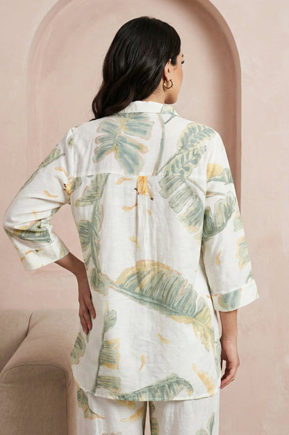 White Floral Printed Straight Short Kurta