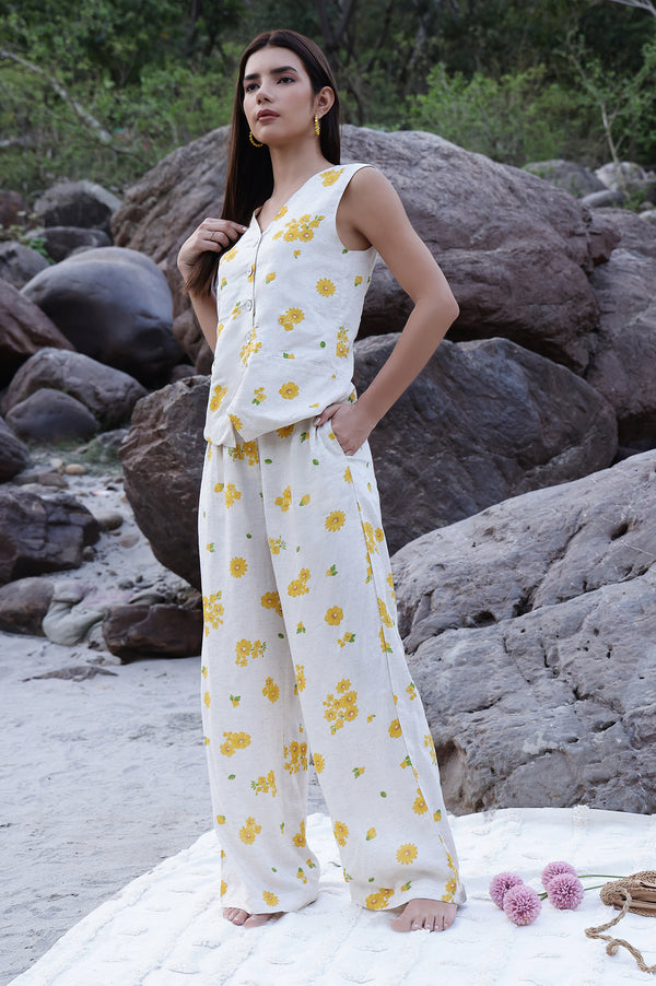 Floral Printed Rayon Top & Parallel Pant Co-Ord Set